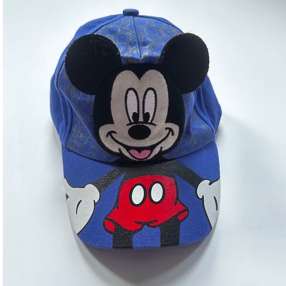 Disney Other - Disney Mickey Mouse Kids Blue Baseball Cap Hat 3D Ears Character Graphic